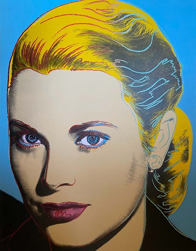 Andy Warhol Grace Kelly Screenprint 1982 Serigraph: Andy Warhol Serigraph Screenprint 1984. 40 x 32 inches approx. This is an working trial proof made during the process of image development and production. This artwork is not numbered and the AWAAB st