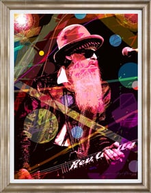 Billy Gibbons ZZ Top Limited Edition Hand embellished canvas David Lloyd Glover