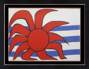 Alexander Calder original lithograph from 1974 Sunrise Sunset