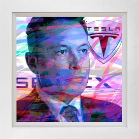 Elon Musk Futurist Mixed Media Original on canvas David Lloyd Glover