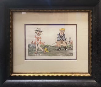 Charles Bragg Hand colored original etching Hand signed 8 x 10 image