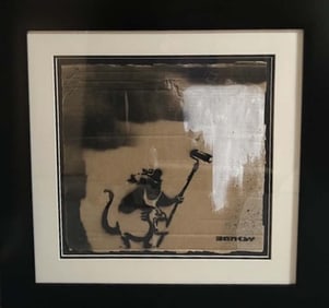 Original paint on cardboard by Banksy