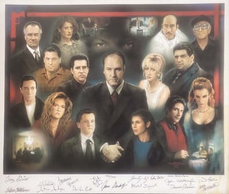 Hand signed by the cast of the Sopranos on canvas Limited Edition. Rare to find.