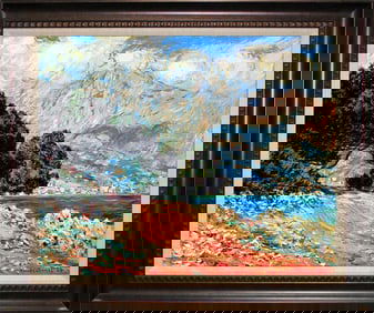 Claude Monet Cap Martin Hand embellished on canvas landscape Limited Edition