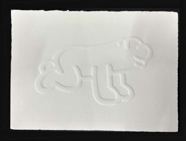 Once upon a Time from 1989 embossed engraving by Keith Haring