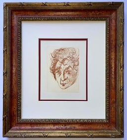Salvador Dali. Portrait of Chagall. Posthumous Etching