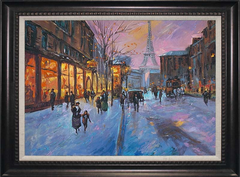 Michael Schofield hand embellished canvas Paris: Hand signed by Michael Schofield Hand embellished on canvas Hand signed by the artist. Limited Edition of 25. Includes Certificate of Authenticity. Approx. 18 x 24 inches Custom Framed. This work was