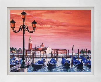 The Gondolas of Italy Mixed media original on canvas by David Lloyd Glover