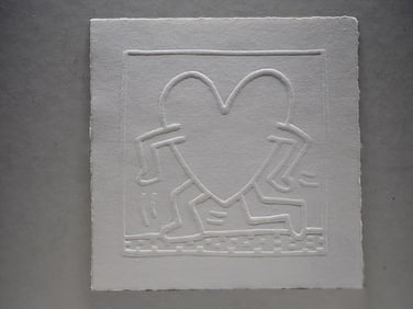 Keith Haring The Running Heart embossed engraving