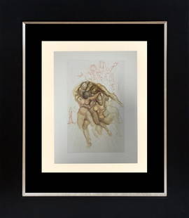 Salvador Dali 1964 Original Wood Block Divine Comedy: Salvador Dali 1964 Divine Comedy Wood Block from the Divine Comedy series in 1964. Includes certificate. Approx. 24x20 inches. Custom framed. Make Sparks Fly.