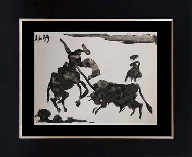 Pablo Picasso 1961 Lithograph Toros Y Toreros.: Pablo Picasso 1961 Lithograph Toros Y Toreros.Pablo Picasso Lithograph from 1959. Approx 24x20 inches. Includes certificate. Custom framed. Dated by the artist