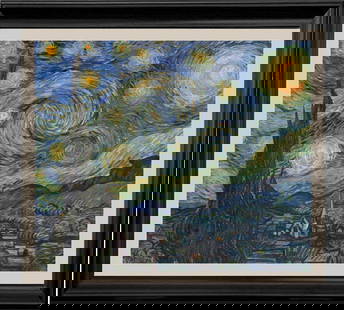 Vincent Van Gogh Starry Night Limited Edition on canvas Hand embellished on canvas after Van Gogh: Vincent Van Gogh Starry Night Limited Edition on canvas Hand embellished on canvas after Van Gogh After Vincent Van Gogh Starry Night Limited Edition Hand Embellished archival canvas. The signature