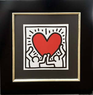 Keith Haring Lithograph from 1984: Keith Haring Lithograph from 1984. Approx 12x12 inches image size and 22x22 inches custom frame. Includes certificate.