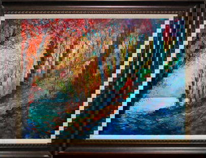Michael Schofield Original Hand Signed on canvas landscape: Original on canvas Michael Schofield. Hand signed. One of a kind original. Image 36x48 inches. Custom framed. Includes certificate of authenticity. This work was purchased directly from the artist.