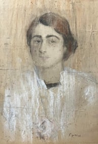 Leopold Gottlieb Pastel drawing on paper board.
