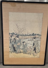 Original Hand Colored Dry Point Aquatint Etching circa 1920 Hand signed landscape