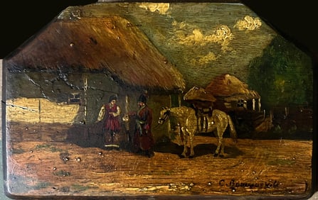 Sergey Ibanovich Vasilkowski (1854-1917) Oil on Wood