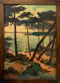 The silver coast of SW France 1925 Vintage lithograph 34 x25 inches Hossegar artist E. Paul