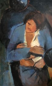 Anonymous oil on canvas on board signed with initials R.D circa 1950