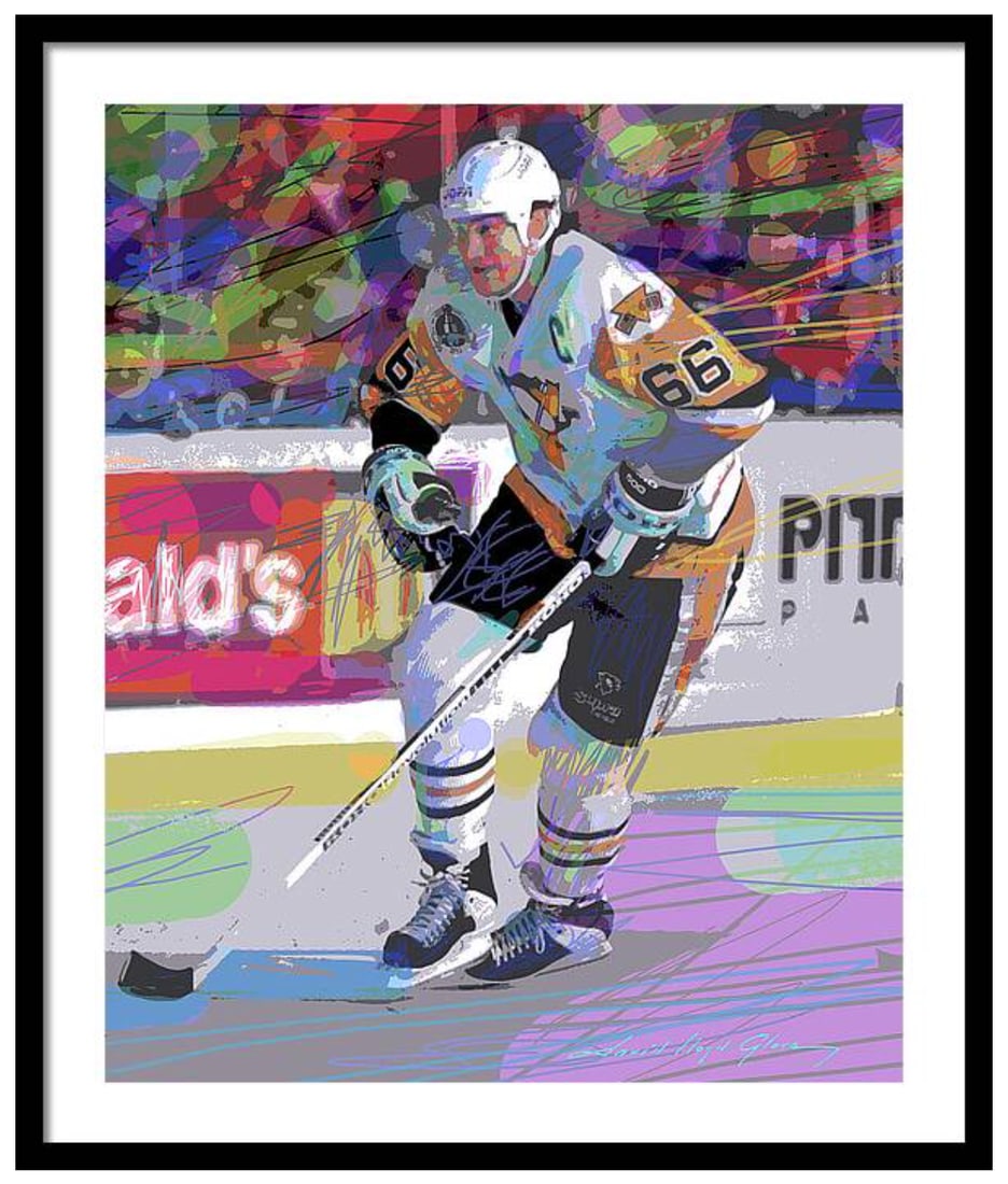 Mario Lemieux Original mixed media on canvas by David Lloyd Glover (1 of 1)