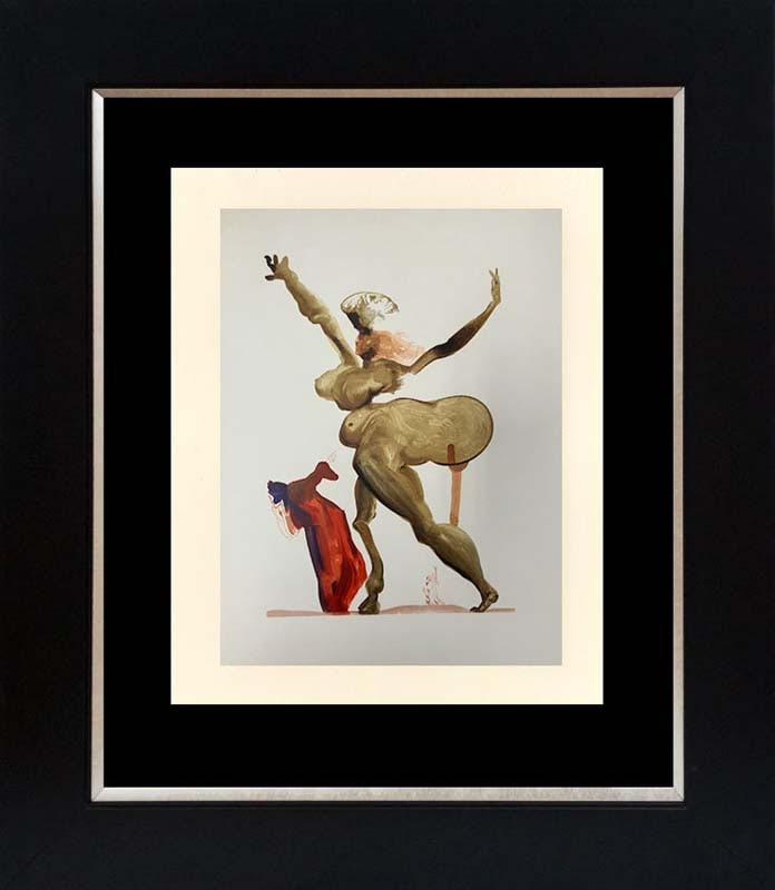 Salvador Dali 1964 Original Wood Block Divine Comedy: Salvador Dali 1964 Divine Comedy Wood Block From the Divine Comedy series in 1964. Includes certificate, Approx 24x20 inches. Custom framed.