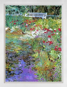 Lakeside Sunbeach Revisited Mixed media Original on canvas by David Lloyd Glover