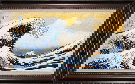 The Great Wave Hokusai Limited Edition hand embellished on canvas