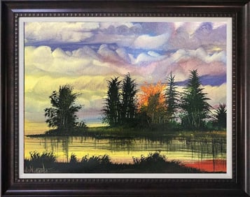 Original watercolor on paper and mixed media on board by William Verdult