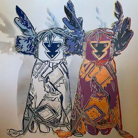 Andy Warhol Screenprint Kachina Dolls 1986 from the Cowboys and Indians Suite Serigraph