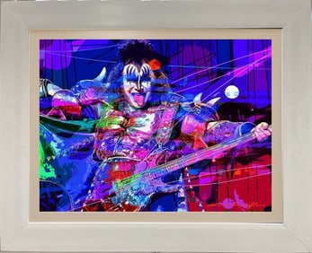 Kiss Gene Simmons Original mixed media on canvas by David Lloyd Glover