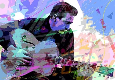 Johnny Cash The Man in Black Original mixed media on canvas by David Lloyd Glover