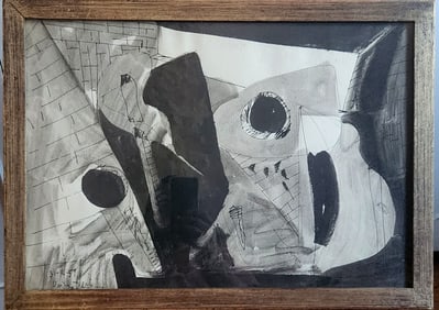 ALEJANDRO VAINSTEIN ARGENTINA SCHOOL INK COMPOSITION ABSTRACTION 1959