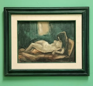 OLD PAINTING FEMALE NUDE ILLEGIBLE SIGNATURE