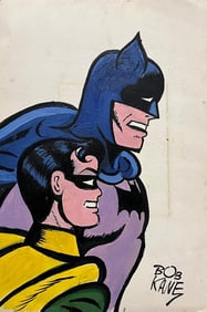 Bob Kane original acrylic on paper Batman and Robin