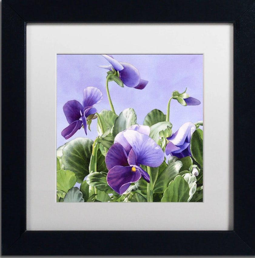 Donna Lesley Limited Edition #1 Purple Pansies ink on paper Limited Edition hand signed by the esta: Donna Lesley Limited Edition nk on paper hand signed by the estate. approx 30x20 inches Hand signed by the Estate and numbered. Includes certificate.