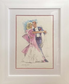 Fred Astair and Ginger Rogers Original mixed media on paper by David Lloyd Glover