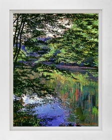 Peaceful River Hand embellished on canvas  David Lloyd Glover