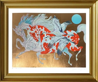 Guillaume Azoulay Original Etching  colored with gold leaf Limited Edition