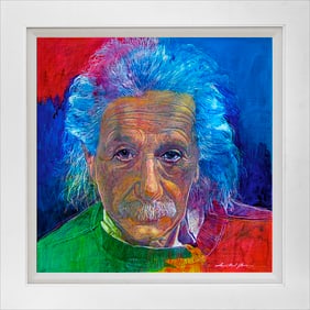 Albert Einstein the Genius Hand Embellished on canvas by David Lloyd Glover