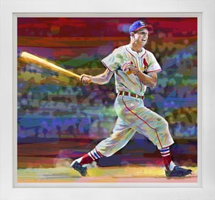 Stan the Man Musial Cardinals Hand embellished on canvas by David Lloyd Glover