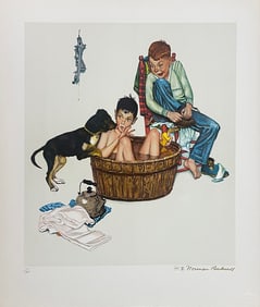 Norman Rockwell Limited Edition Lithograph Enclore Edition Lickin Good Bath  Artist Proof Includes