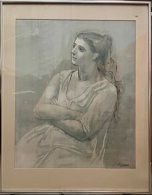 Picasso Original LIthograph. The Woman in White. 1923. 18.5 x 22.25 inches. Framed.