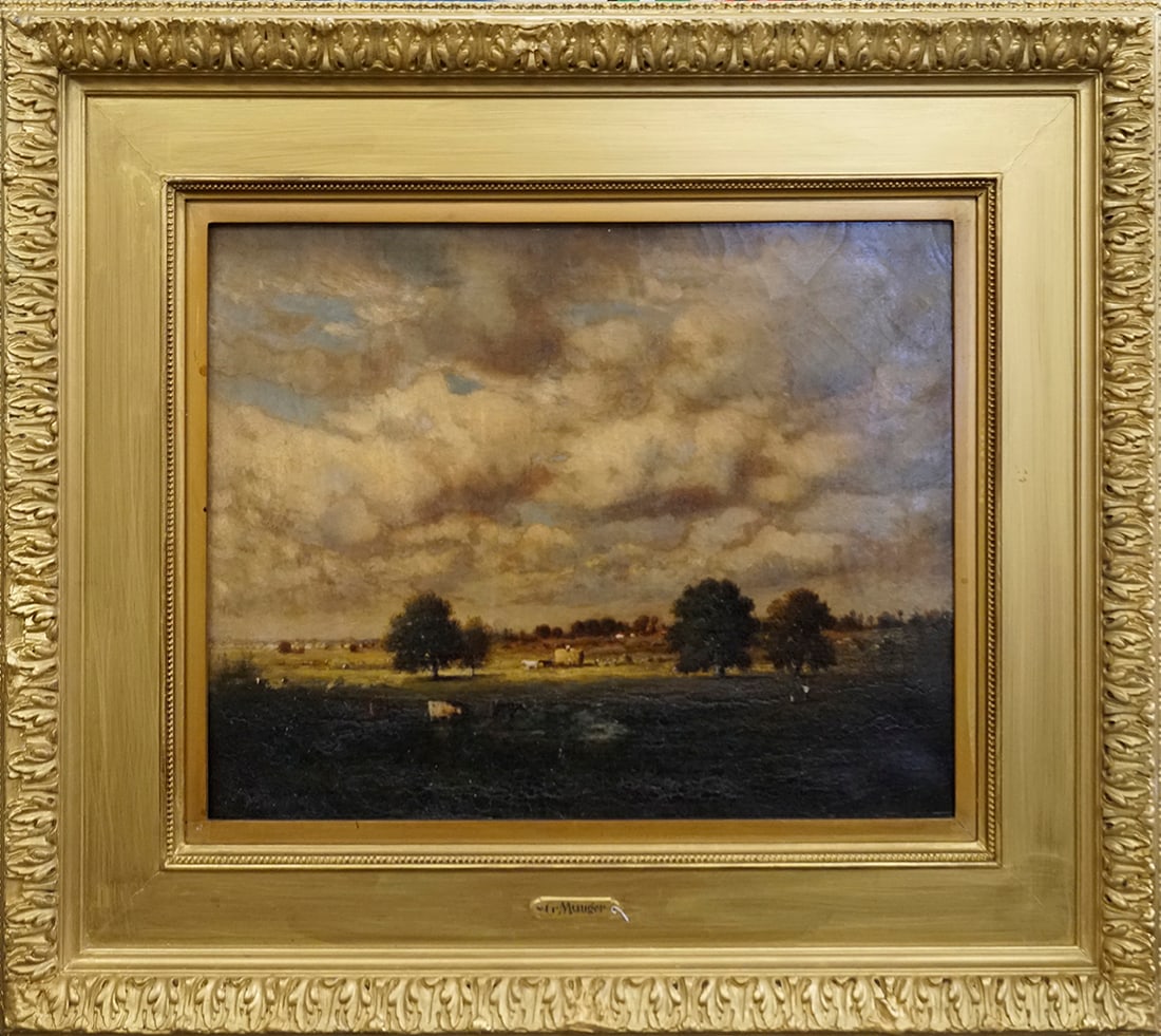 Gilbert Munger oil on canvas (1837-1903): Gilbert Munger (1837-1903) oil on canvas 18x15 image size inches and 28x24 inches overall size. Includes provenance. thur