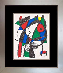 Joan Miro Hand Signed Lithograph: Joan Miro Hand Signed Lithograph. 1975 This lithograph is hand signed by the artist. Approx 24x22 inches and includes certificate of authenticity. Custom framed.