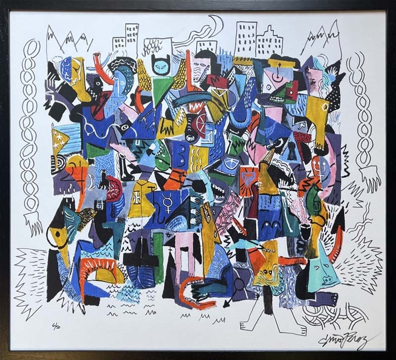 Gino Perez Conquered Land. Mixed Media Original on canvas 32" x 30": Conquered Land. Mixed Media Original on canvas by Gino Perez Hand signed by the artist. Approx 32x30 inches image size Custom framed. Includes certificate This work was purchased directly from the art