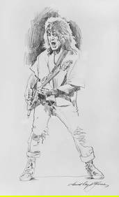 EDDIE VAN HALEN SKETCH Original mixed media on paper by David Lloyd Glover (1 of 1)
