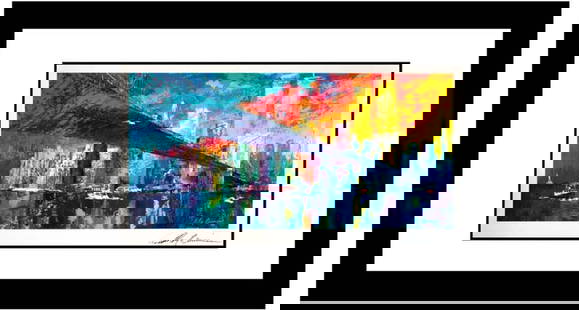 Leroy Neiman Brooklyn Bridge Lithograph Hand signed: Leroy Neiman Brooklyn Bridge Leroy Neiman Lithograph Hand signed by the artist. Limited Edition Custom Framed. Includes Certificate of Authenticity Approx 28 x 18 inches.