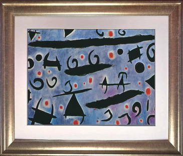Joan Miro color plate lithograph from 1970: Joan Miro color plate lithograph from 1970 Custom framed Approx 24x20 inches Includes certificate