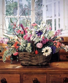 Cutting Garden Arrangement Original Mixed Media on canvas David Lloyd Glover