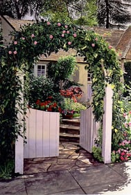Welcome Cottage Original Mixed Media on canvas by David Lloyd Glover